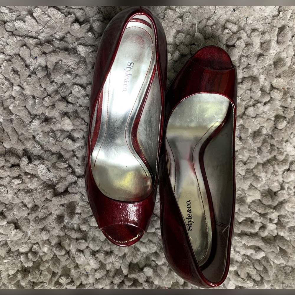 Style & Co Celine Red Peep Toe Heels.